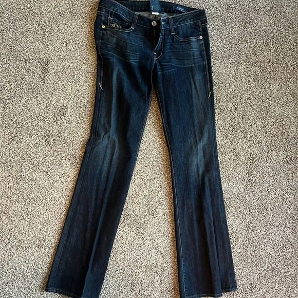 Low rise, dark denim jeans