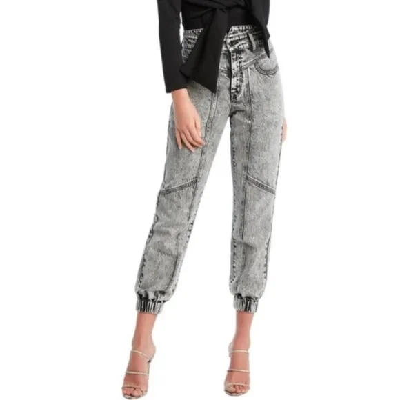 Bardot | Jeans | Bardot Spliced Seam Acid Wash Black Balloon Leg Jogger Jean