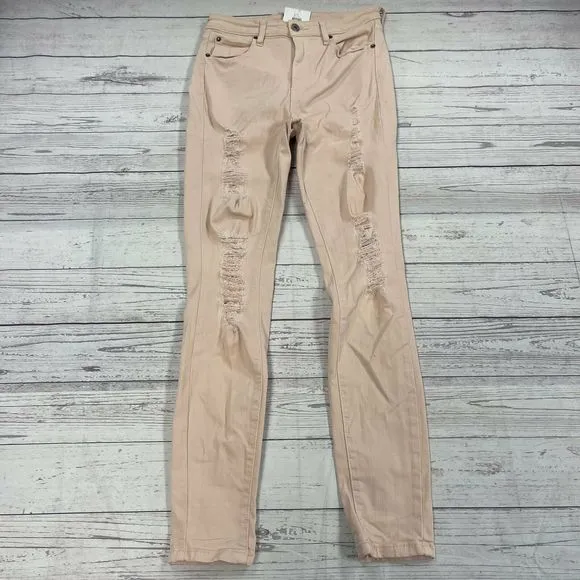 Bardot Denim Blush Pink Distressed Skinny Jeans Women’s Size 30