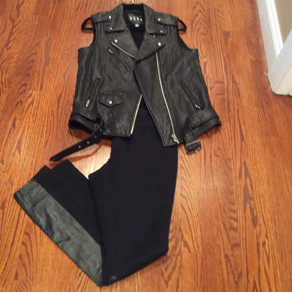 BB Dakota Colton skinny pants/ jeans with leather panels sz 28