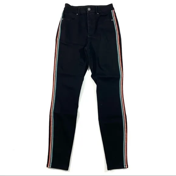 BB Dakota Skinny Jeans Black Side Racing Stripe Size 25