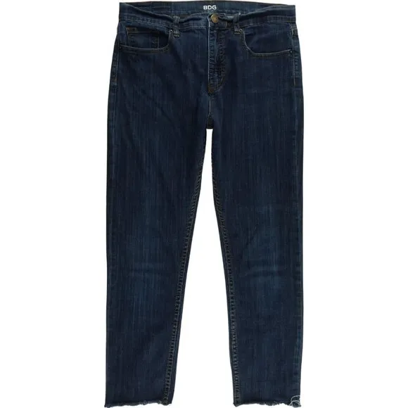 BDG High Rise Twig Ankle Crop Capri Jeans Women's 31 Raw Hem Cuffs Stretch B803
