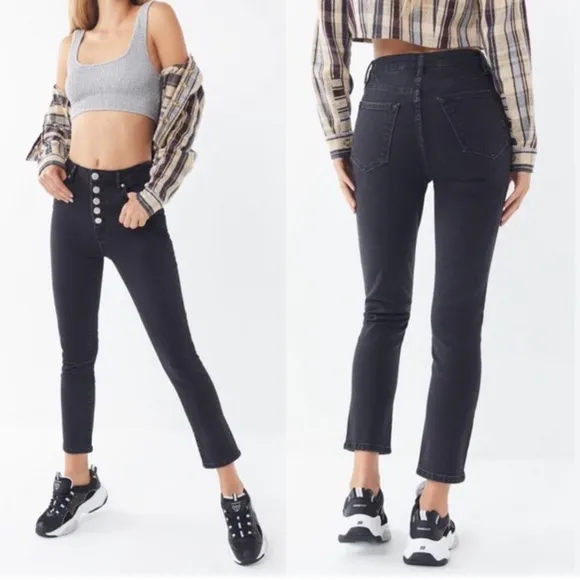 BDG Black Girlfriend High Rise Ankle Jeans Size 28