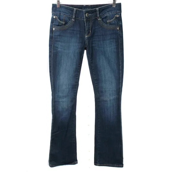 BEBE Dark Nautical Stonewash Boot Cut Stretch Jeans