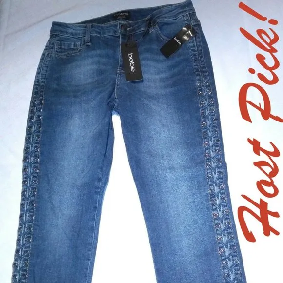 HP🎉BEBE New Side Lace Up Skinny Cropped Jean Sexy
          
      Boutique