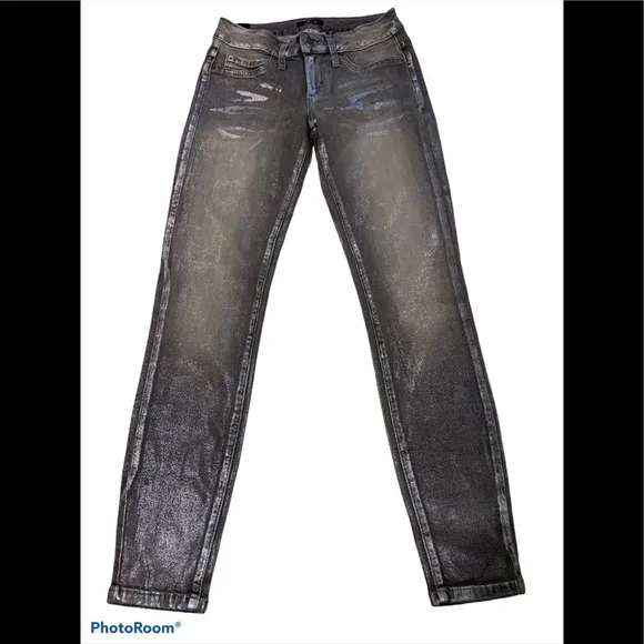 Bebe Precious Metal Icon Skinny Jeans, Sz 25