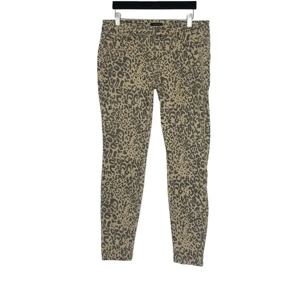 Bebe Jeans Black Tan Faded Wash Leopard Mid Rise Skinny Jeans Women's Size 31