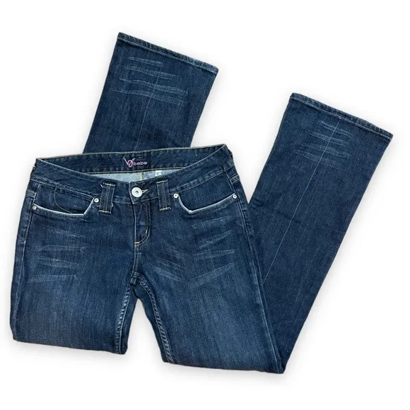 Vintage Y2K Bebe Boot Cut Jeans Dark Wash Denim Women’s Size 30 EUC
