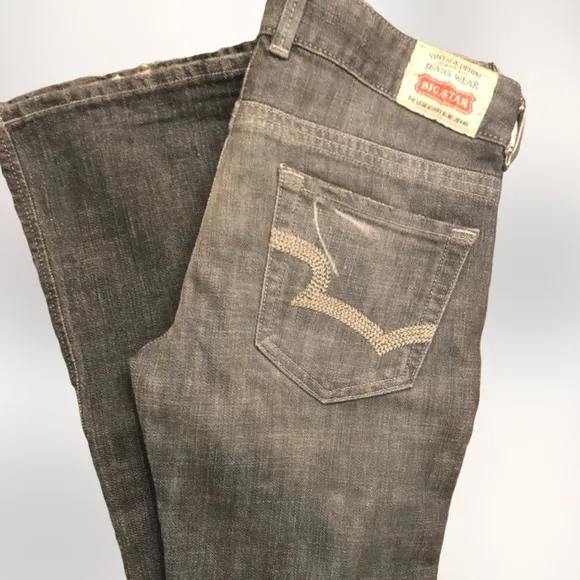 Buckles Legendary BIG STAR Jeans Sz 28R Gray Stretch Denim Bootcut