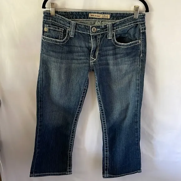 Big star jeans blue cropped jeans ultra low rise size 30 stretchy