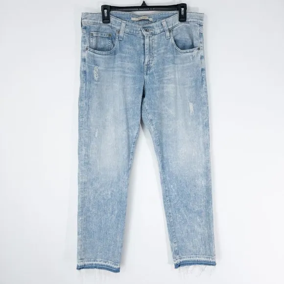 Big Star Womens Jeans High Rise Raw Hem Size 30 Light Wash Distressed