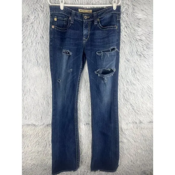Big Star Jeans Womans 32x29 Mia Low Rise Bootcut Distressed USA Made Denim