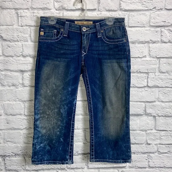 Big Star Sweet Ultra Low Rise Bleached Denim Capris size 27