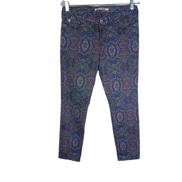Big Star Women's Size 31 Alex Mid Rise Skinny Jean Ankle Tribal Festival Stretch