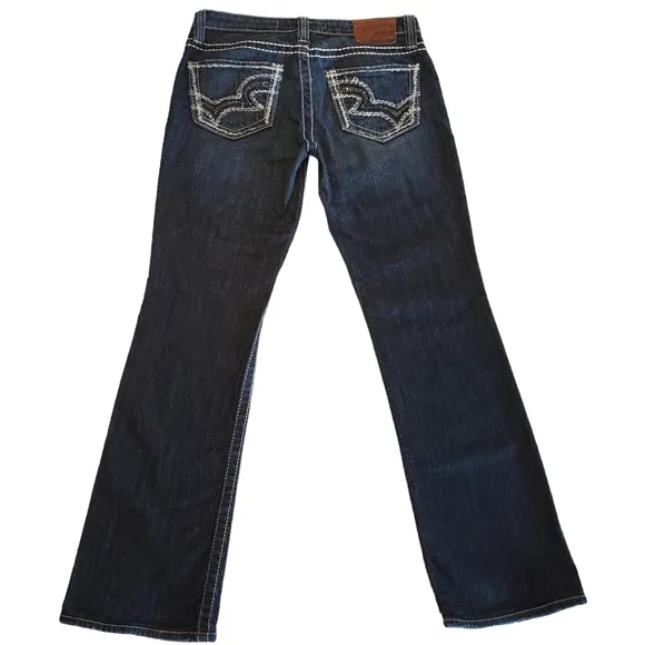 Big Star Women's Maddie Boot Mid Rise Fit Jeans Stitching Distressed 27R 30x29.5