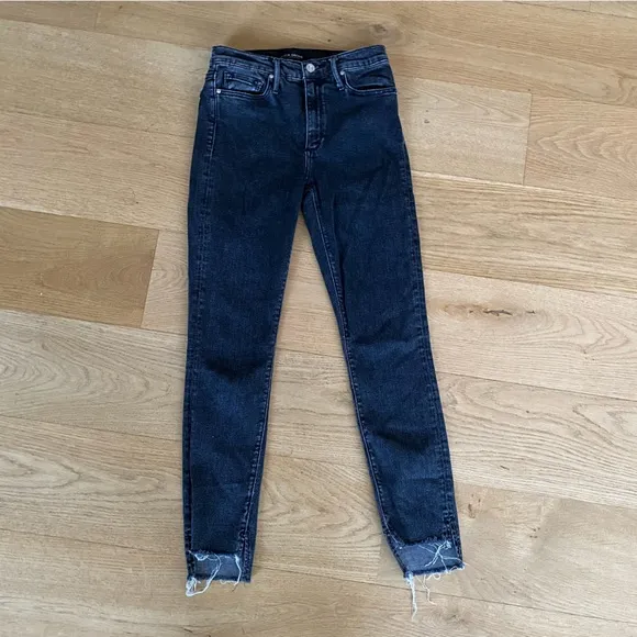 Black Orchid Denim Jeans with Frayed Edges in Black