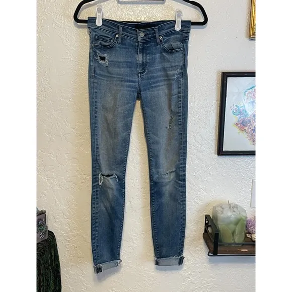 🌻Black Orchid Los Angeles {25} High Ankle Fray Prison Blue Skinny Jeans