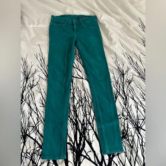 Revolve Black Orchid green skinny jeans, embellished back pocket, sz 26