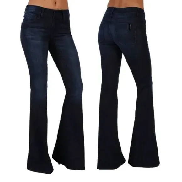 NEW NWT BLACK ORCHID BLACK BEAUTY BELL BOTTOM SUPER FLARE JEANS STRETCH DENIM 26
          
      NWT