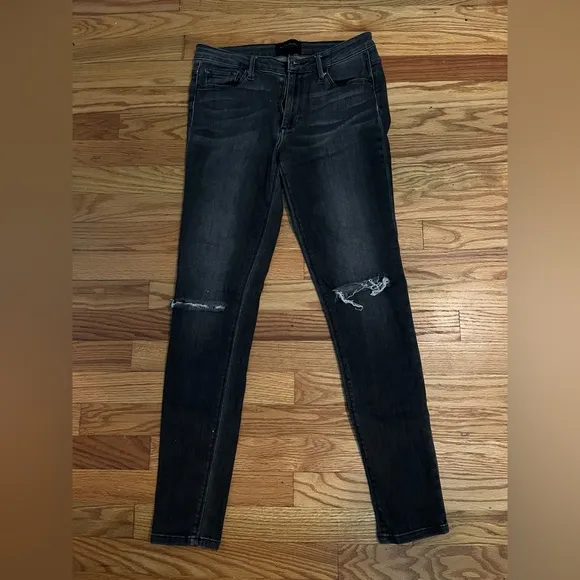 Black Orchid distressed dark grey jeans