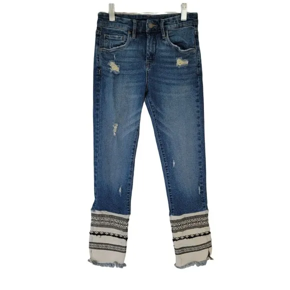BLANKNYC Women's Distressed Straight High Rise Jeans Blue Size 24