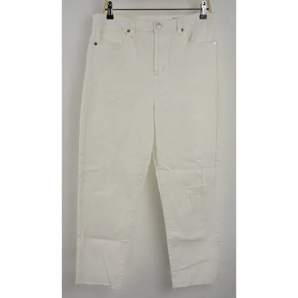 New BLANK NYC Madison Crop Women 32 x 26 White High Rise Raw Edge Ripped Jeans
          
      Boutique