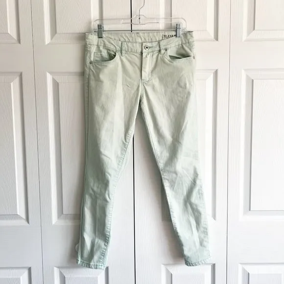 BlankNYC Light Green Zip Fly Low Rise Stretch Denim Skinny Jeans Women's Size 30