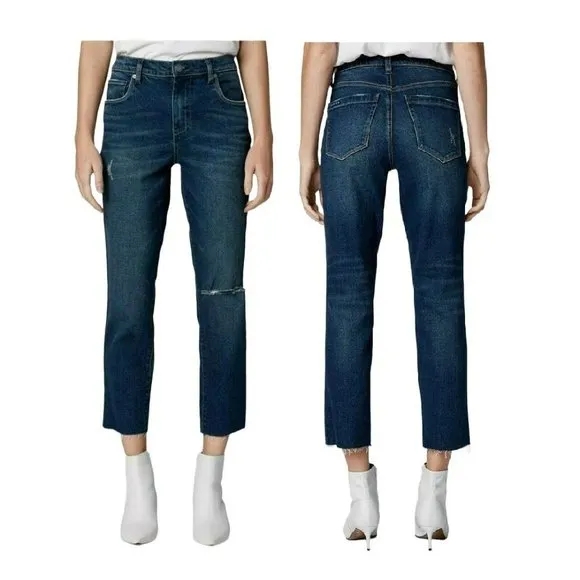NWT Size 24 Blank NYC Women's The Madison Crop High-Rise Jeans in Bayou Blues
          
      NWT