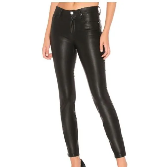 BLANKNYC Vegan Leather Moto Pant Jean Black Boom Bop Biker Size 26