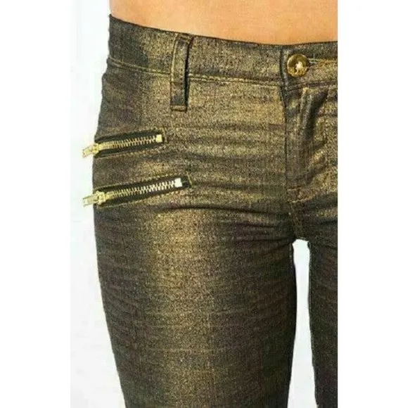 BlankNYC Women Gold Printed Zipper Skinny Classique Pant Jeans $98
          
      NWT