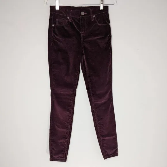 BLANKNYC Velvet Mid Rise Skinny Burgundy Jeans Sz 24