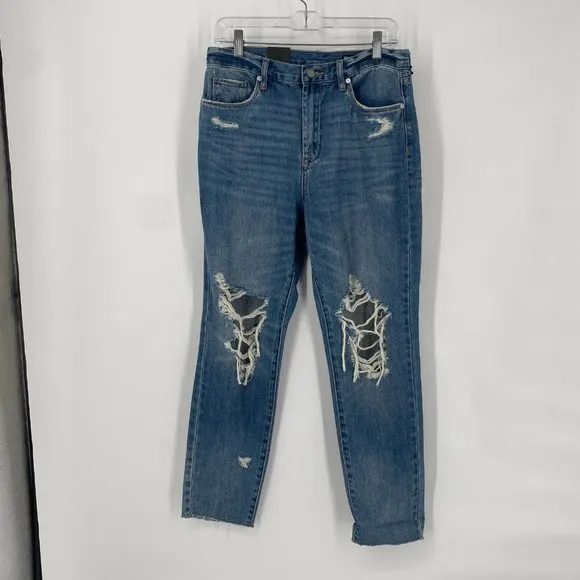 Blank NYC jeans womens 29 blue distressed tapered high rise rivington denim
          
      NWT