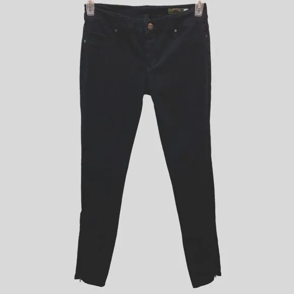 BlankNYC Womens Size 28 Dark Wash Black Pockets Ankle Zip Skinny Jeans