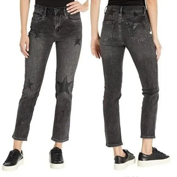 Blank NYC Black Star Patch Madison Crop Jeans Size 31