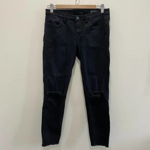 Blanknyc Black Distressed Raw Hem Jeans Size 28