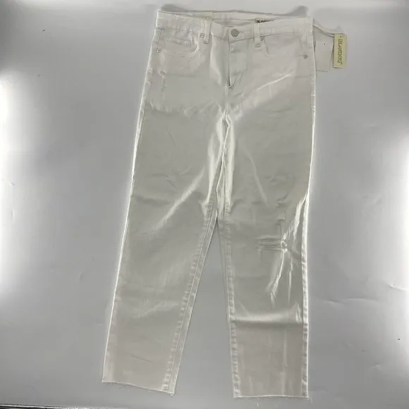 BLANKNYC The Madison High Rise Crop Jeans Women's Size 31 Ivory Raw Hem
          
      NWT