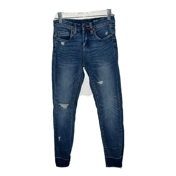 Blank NYC jeans mid rise skinny distressed raw hem 25 EUC (Y)