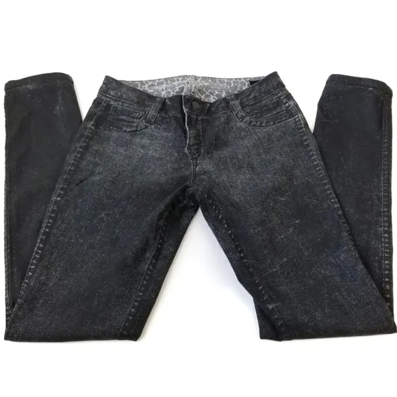 BLEULAB Reversible Skinny Jeans Black Cheetah 26 S