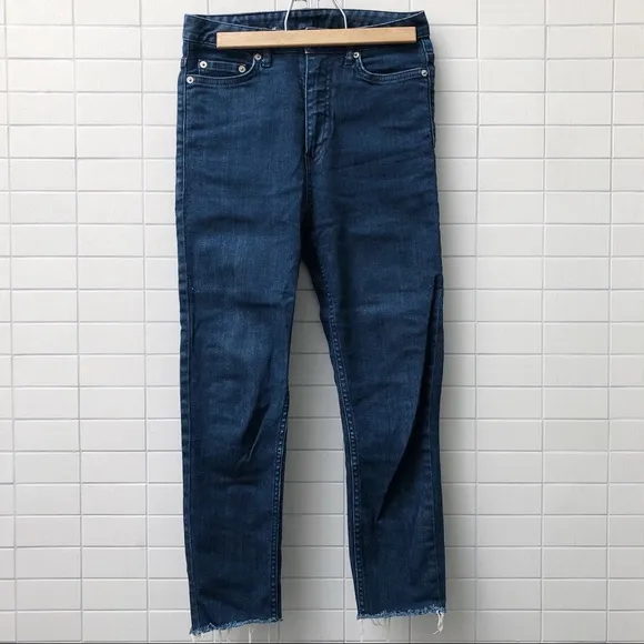 High-Waisted BLK DNM Dark Wash Ankle Jeans