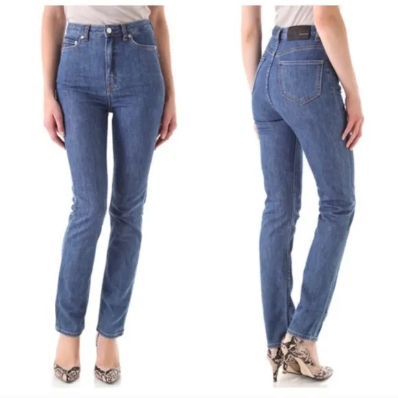 BLK DNM High Waisted Jeans 6 Spring Blue Dark Wash Denim, 25/34
          
      NWT