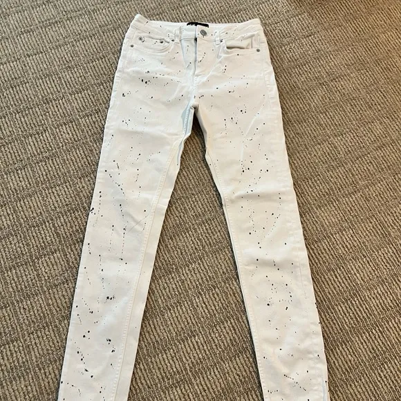 Blk dnm white jeans with black specks skinny jeans