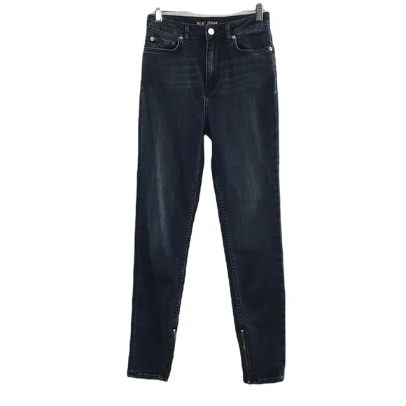 BLK DNM Water Blue Skinny Jeans Womens 28/8 Ankle Zip Cotton