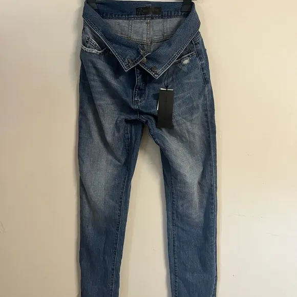 Blue revival fold over straight leg jeans
          
      NWT
