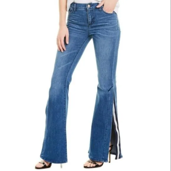 NWT Blue Revival Isla Mid Rise Flare Slit Striped Jeans, 99% Cotton, Size 24
          
      NWT