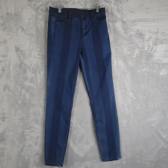 Blue Revival Womens Tapered Jeans Blue Stripe Stretch Dark Wash High Rise 28 New
          
      NWT