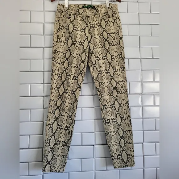 BLUE REVIVAL Women’s Snake Reptile Print Jeans Pants Skinny LegSize 27  wais