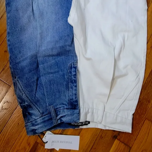 Brand new jeans blue and white legs.
          
      NWT