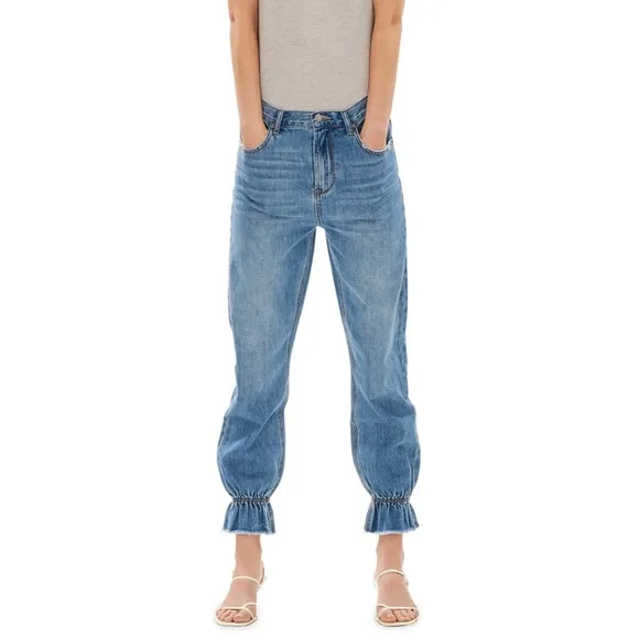 Blue Revival Noa High Waisted Jeans Ruffle-Hem Sz 25