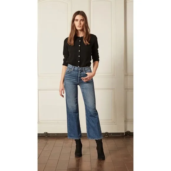 Boyish Mikey High Rise Wide Leg Button Fly Jeans in Bicycle Thieves