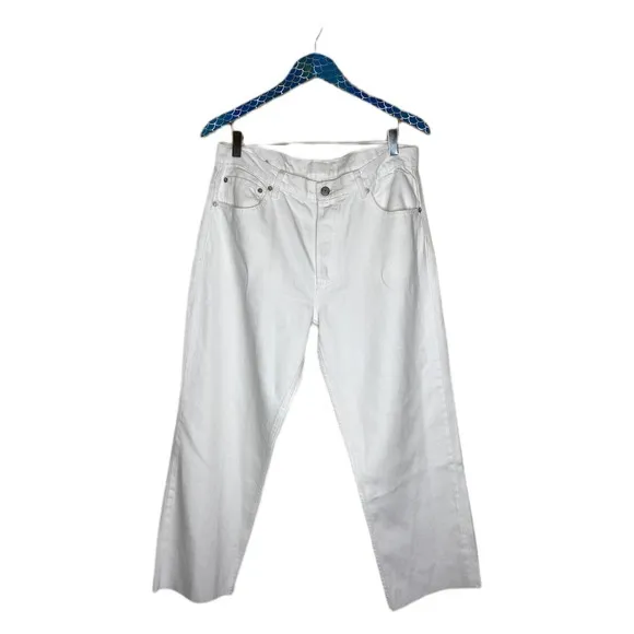 BOYISH The Tommy White Authentic Rigid High Rise Straight Denim Jeans Size 30
